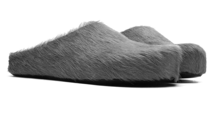 MARNI FUSSBET SABOT CALF-HAIR SLIPPERS