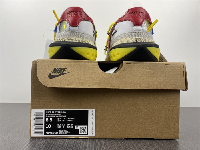 Off-White x Nike Blazer Low in White and University Red DH7863-100