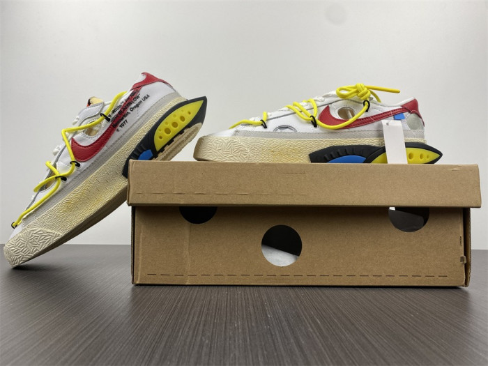 Off-White x Nike Blazer Low in White and University Red DH7863-100