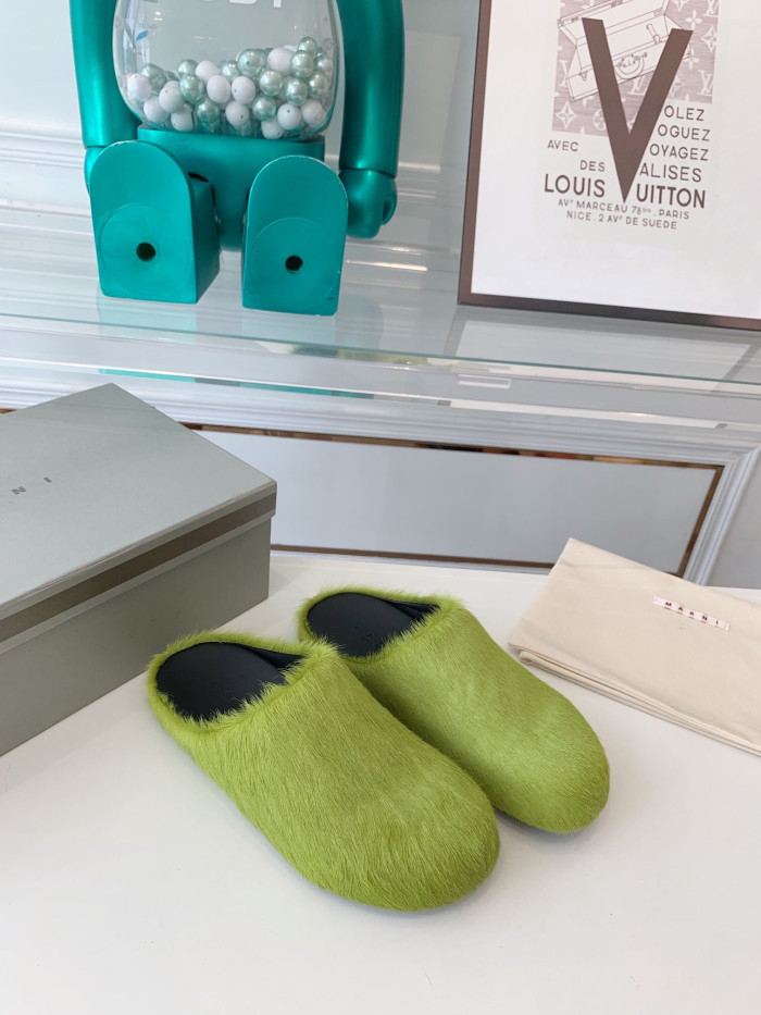 Ma*n1 FUSSBET SABOT CALF-HAIR SLIPPERS