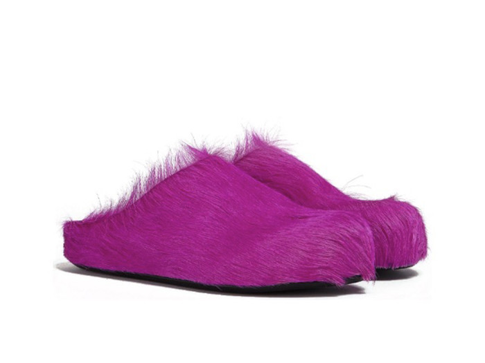 MARNI FUSSBET SABOT CALF-HAIR SLIPPERS