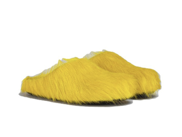 MARNI FUSSBET SABOT CALF-HAIR SLIPPERS