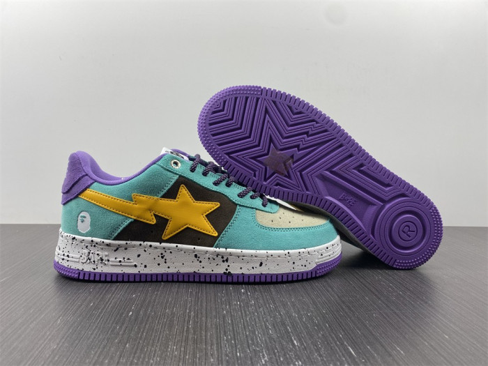A Bathing Ape Sk8 Sta Teal Brown Yellow Suede BA1H20191008