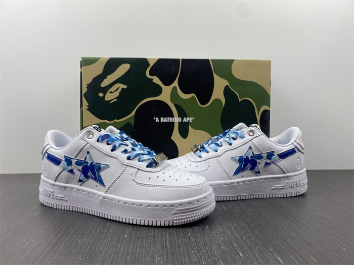 A Bathing Ape Sk8 Sta Low White ABC Camo Blue BA1H20191045