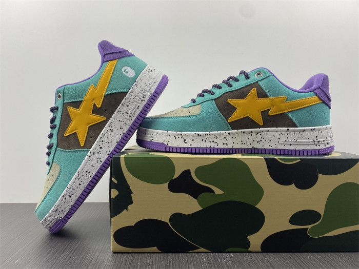 A Bathing Ape Sk8 Sta Teal Brown Yellow Suede BA1H20191008