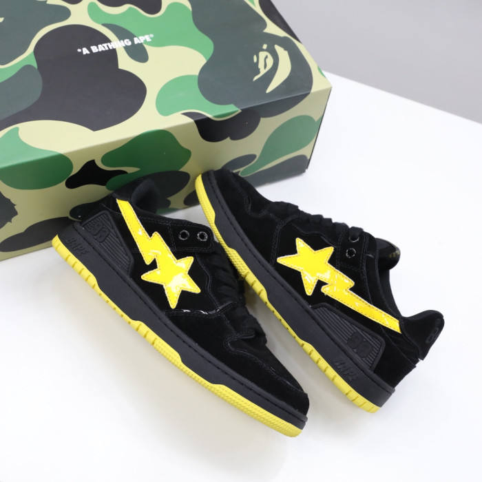 A Bathing Ape Sk8 Sta Black Electric Yellow BA 001FWG701031X