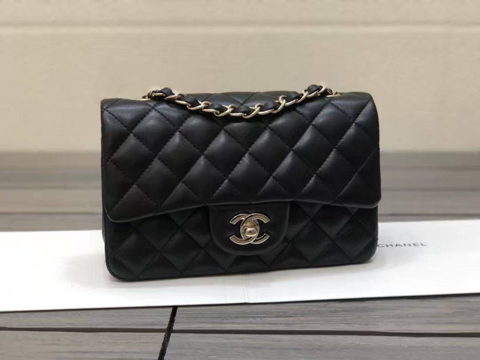 Ch**el Lambskin Quilted Mini Rectangular Flap