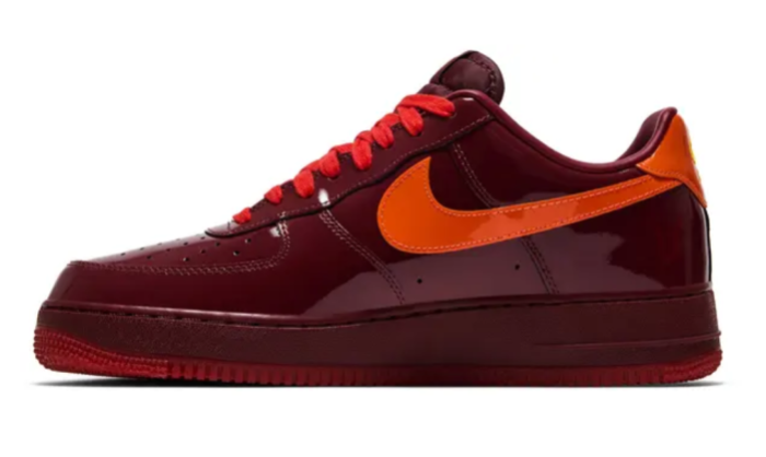 NIKE AIR FORCE 1 LOW PATENT LEATHER DARK TEAM RED SAFETY ORANGE IO4489-601